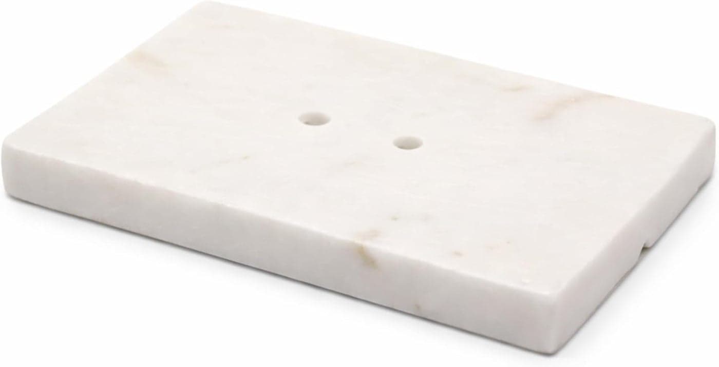 KC KULLICRAFT Natural Marble Soap Dish – Solid Stone Soap Holder for Bathroom Sink & Shower, Heavy Durable Handmade Tray, White Marble Bar Soap Saver (5.7 x 3.5 Inch).