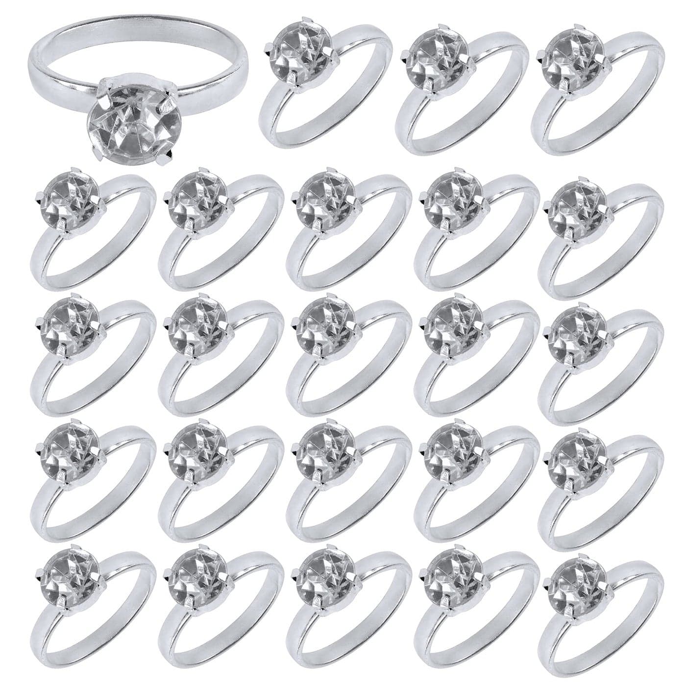 Super Z Outlet Silver Faux Diamond Engagement Rings for Wedding Table Scatter Decorations Party Supply Favor Accents Cupcake Toppers Arts Crafts 12