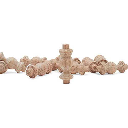 Wooden Baluster Spindles 1-1/2", Pack of 25 Oak Wood Spindles for Crafts, Woodworking, and Furniture, by Woodpeckers