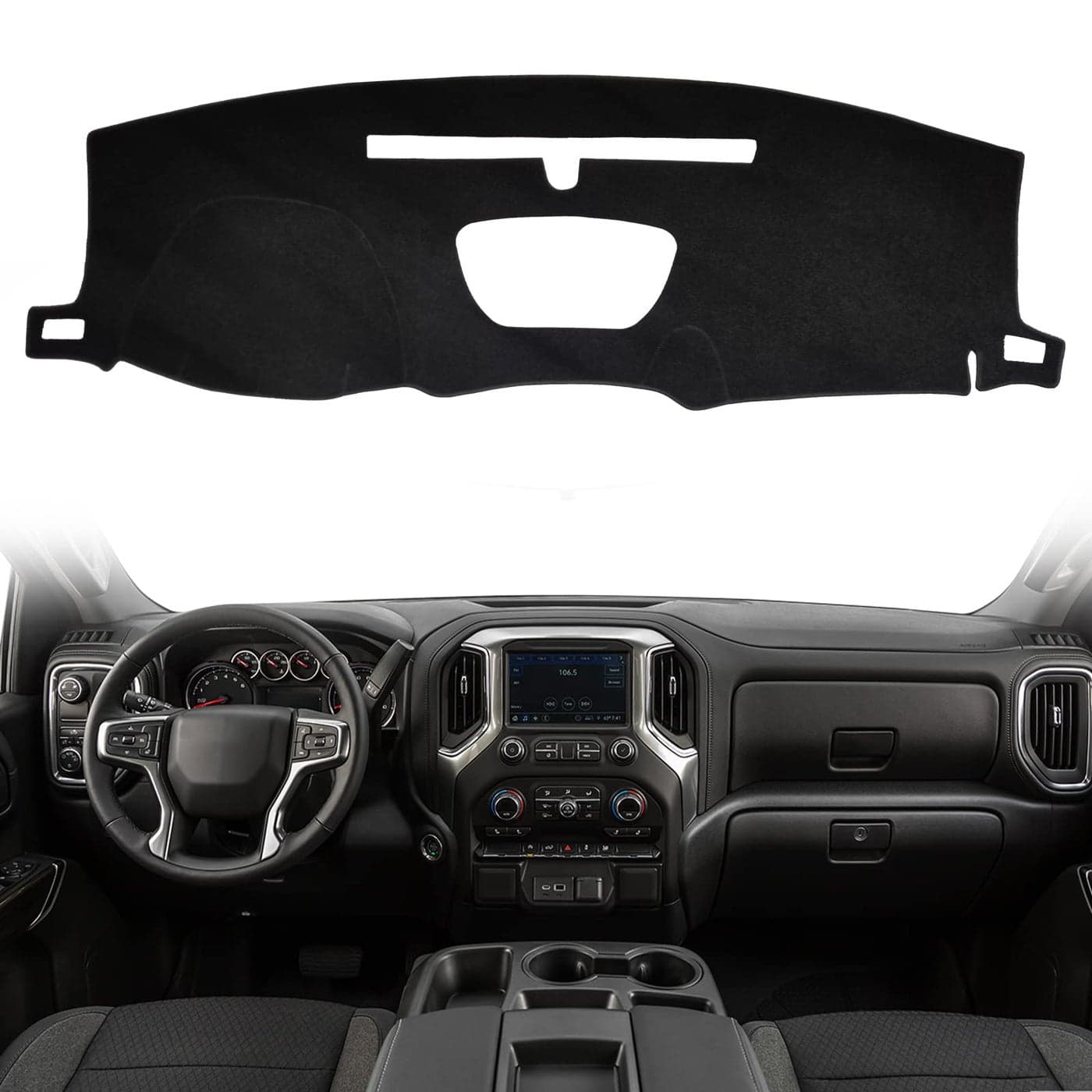 HanLanKa Dashboard Dash Cover Mat Carpet Compatible with 20192021 Chevy Chevrolet Silverado 1500 2500HD 3500HD20192022 GMC Sierra Without Head Up Display Without Forward Collision AlertBlack