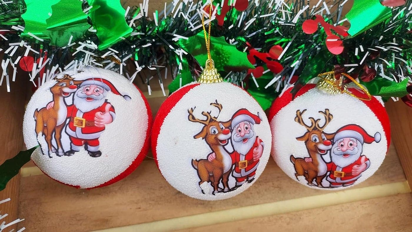 Forty Wings Set of 3 Pcs Big Santa Claus Reindeer Christmas Decoration Balls for Xmas Christmas Tree Hanging Ornaments for Xmas Christmas Party Decoration Item Christmas Tree Decotatios Items