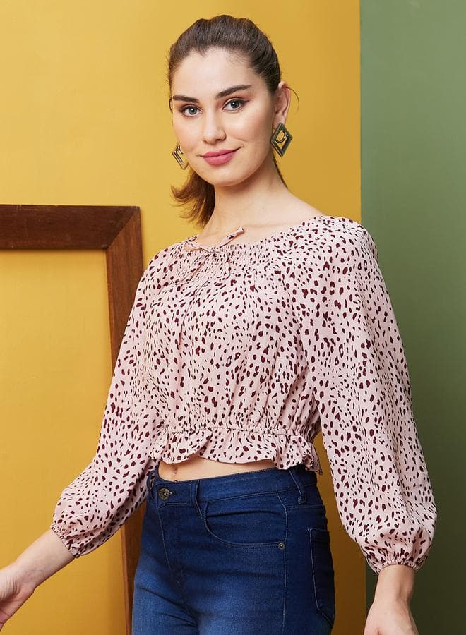 Floral Print Square Neck Crop Top
