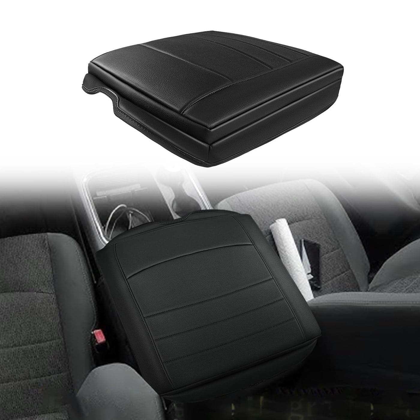 Muslogy Center Console Armrest Cover Compatible with Chevy SilveradoTahoe GMC SierraYukon 20072013 Comfort Armrest Pad Arm Rest Cushion Vegan Leather Protector Regular ThickJump Seat ONLY
