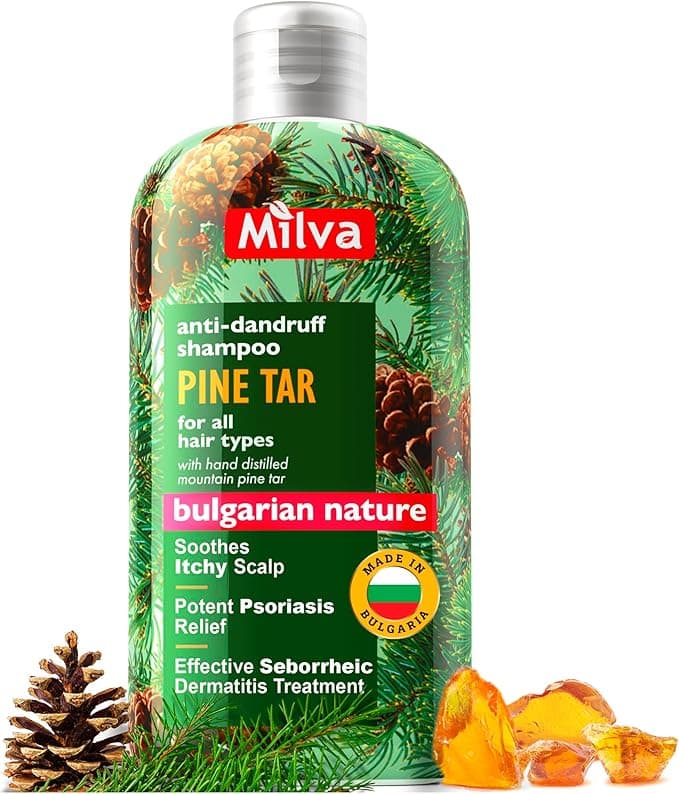 Milva Pine Tar Shampoo for Seborrheic Dermatitis 500ml Natural Dandruff Shampoo Anti Dandruff Shampoo Psoriasis Shampoo Solution for Dry Itchy and Flaky Scalp Treatment