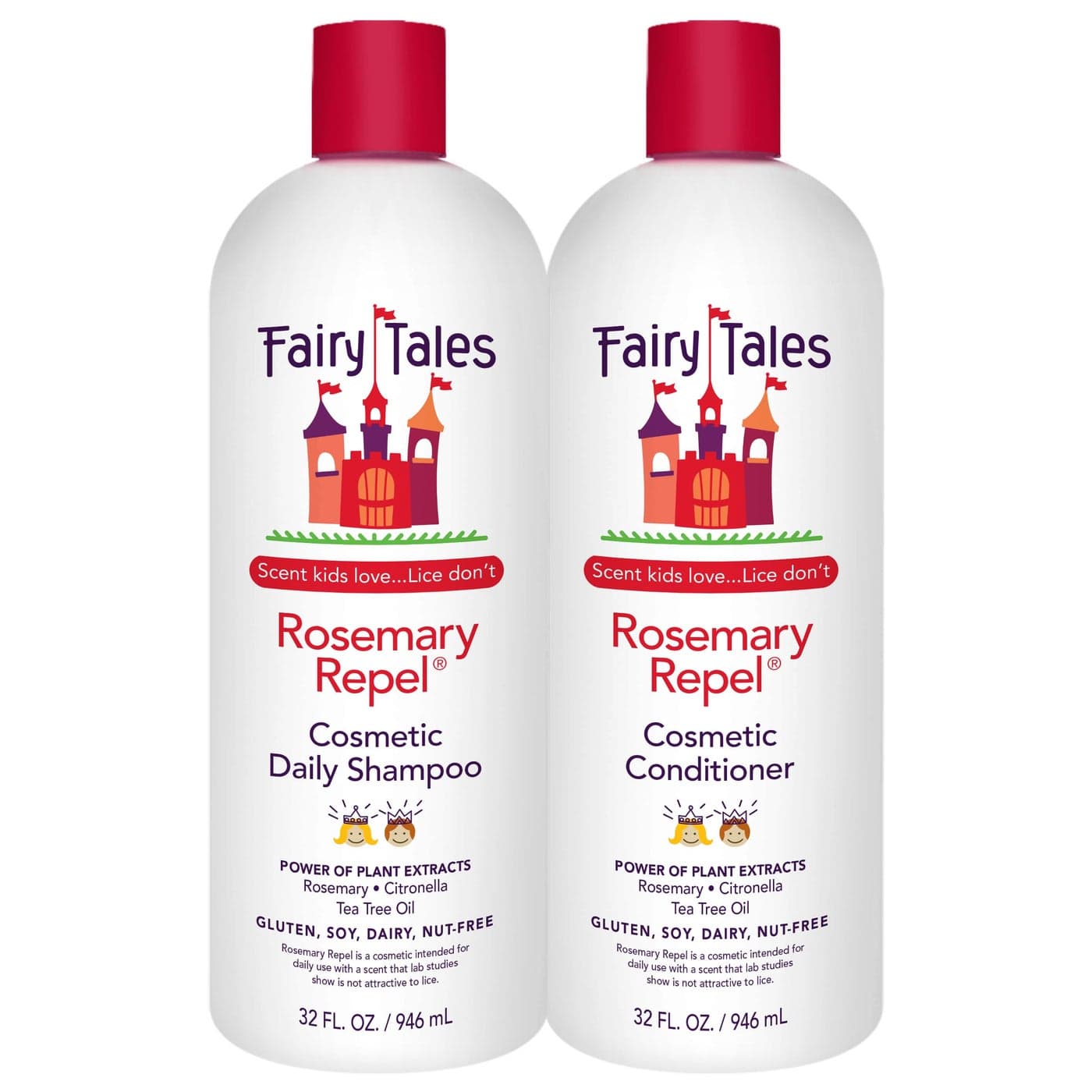 Fairy Tales Rosemary Repel Shampoo and Conditioner Duo - Kids' Favorite Scent, Lice Deterrent (Pack of 2)