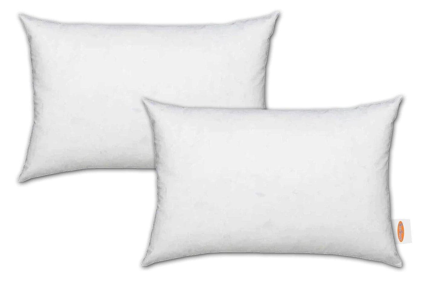 Ship Smart Non Woven Vaccum Packed Microfiber Rectangular Cushion Pillow Inserts or Fillers for Sofa & Bed - Pack of 2, 14" X 20" (White, SSNonwn_Plw21420Flr0001)