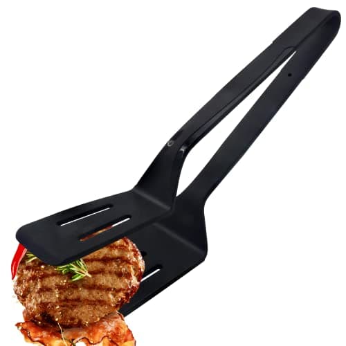 Silicone Kitchen Cooking Tongs, Premium Stainless Steel Silicone Barbecue Clamp, Multipurpose BBQ Clamp Spatula for Gripper Bread Clip, Fried Steak Clamp, Flipping Fish, Toast Salad Tongs(11 Inch)