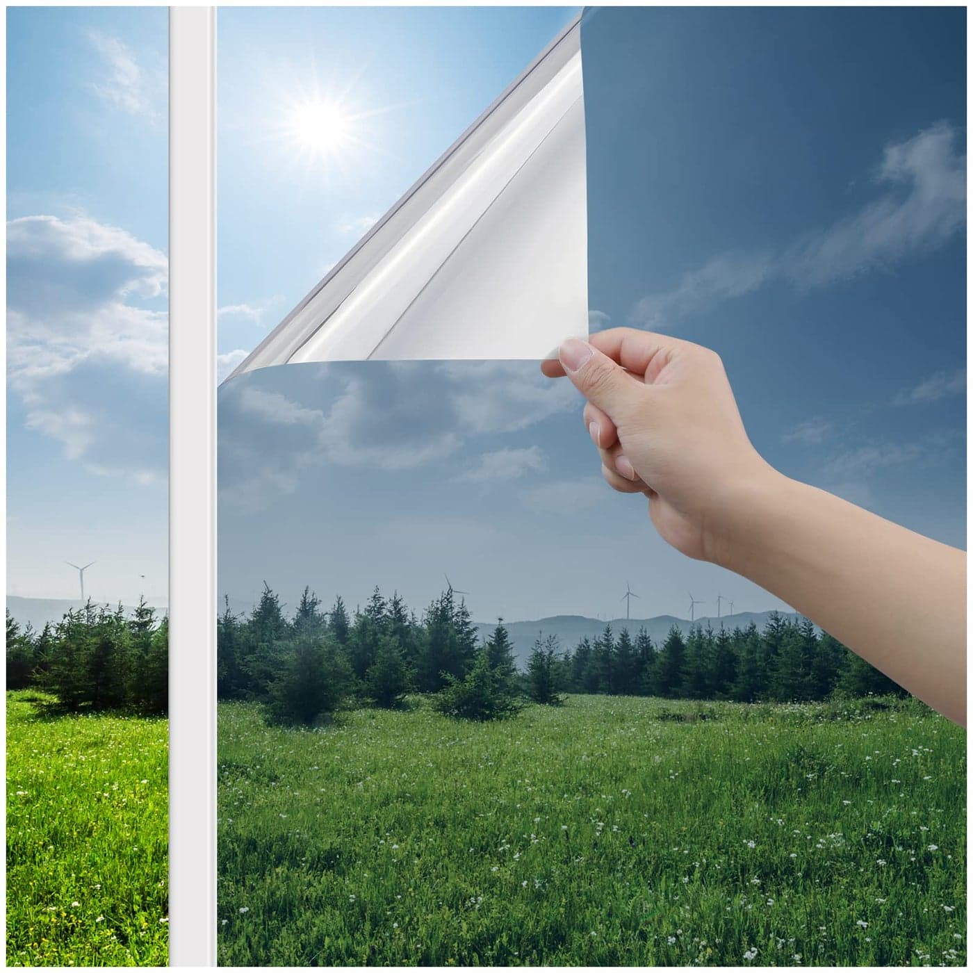 Haton Window Privacy Film One Way Window Tint for Home Sun UV Blocking Reflective Mirror Film Heat Control No Glue Static Cling See Out Not in Glass Door Covering Silver 236 x 1574
