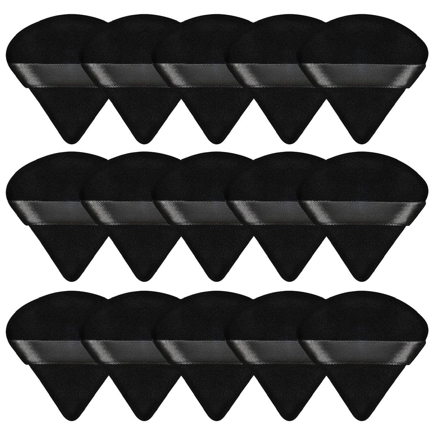 Pimoys 15 Pieces Powder Puff Triangle Makeup Sponge Setting Powder Puffs for Loose Powder Velour Puff for Face Exquisite Makeup Eyes Contouring Blender Sponge Beauty Makeup ToolBlack