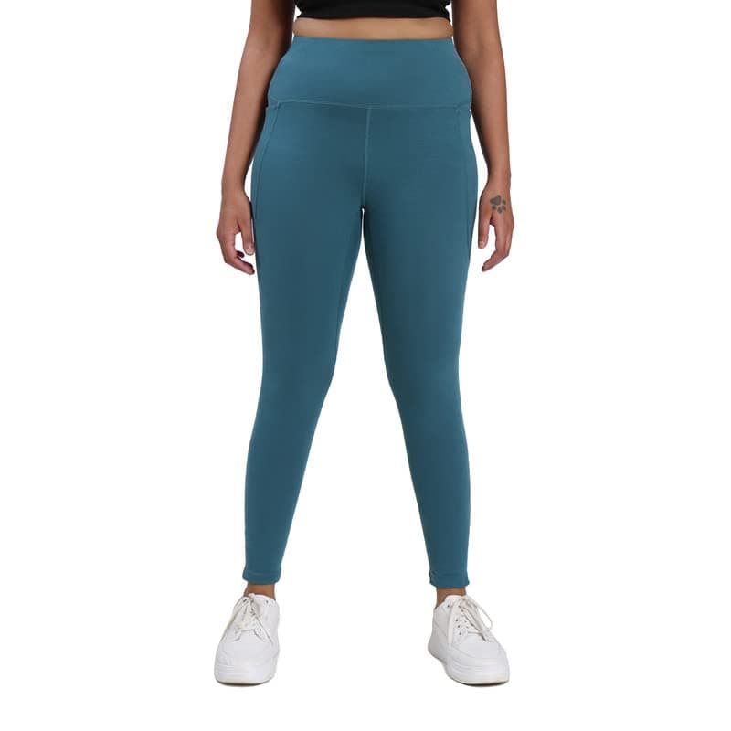 BlissClub Women Groove-in Cotton Leggings | High-Waist | Ankle Length | Adjustable Inner Drawcord | 2 deep Side Pockets | CottonSoft Fabric | Leggings for Women