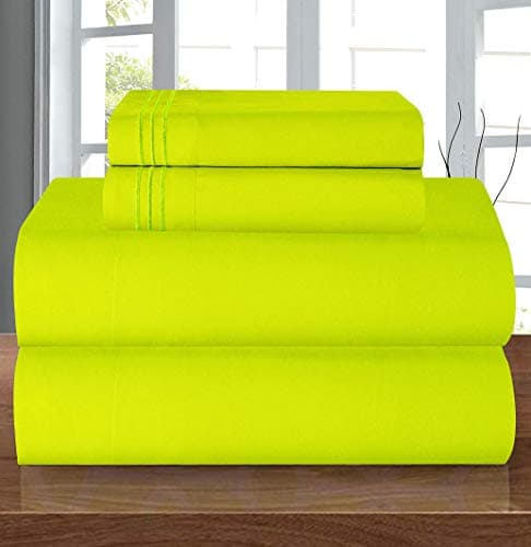Elegant Comfort Luxury 1500 Premium Hotel Quality Microfiber 4-Piece Sheet Set - Wrinkle Resistant, All Around Elastic Fitted Sheet, Deep Pocket up to 16", Full, Lime