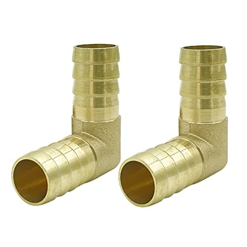 Metaland Brass 3/8" Hose Barb Elbow 90 Degree L Right Angle Barbed Fitting Water Fuel Air (Pack of 2)