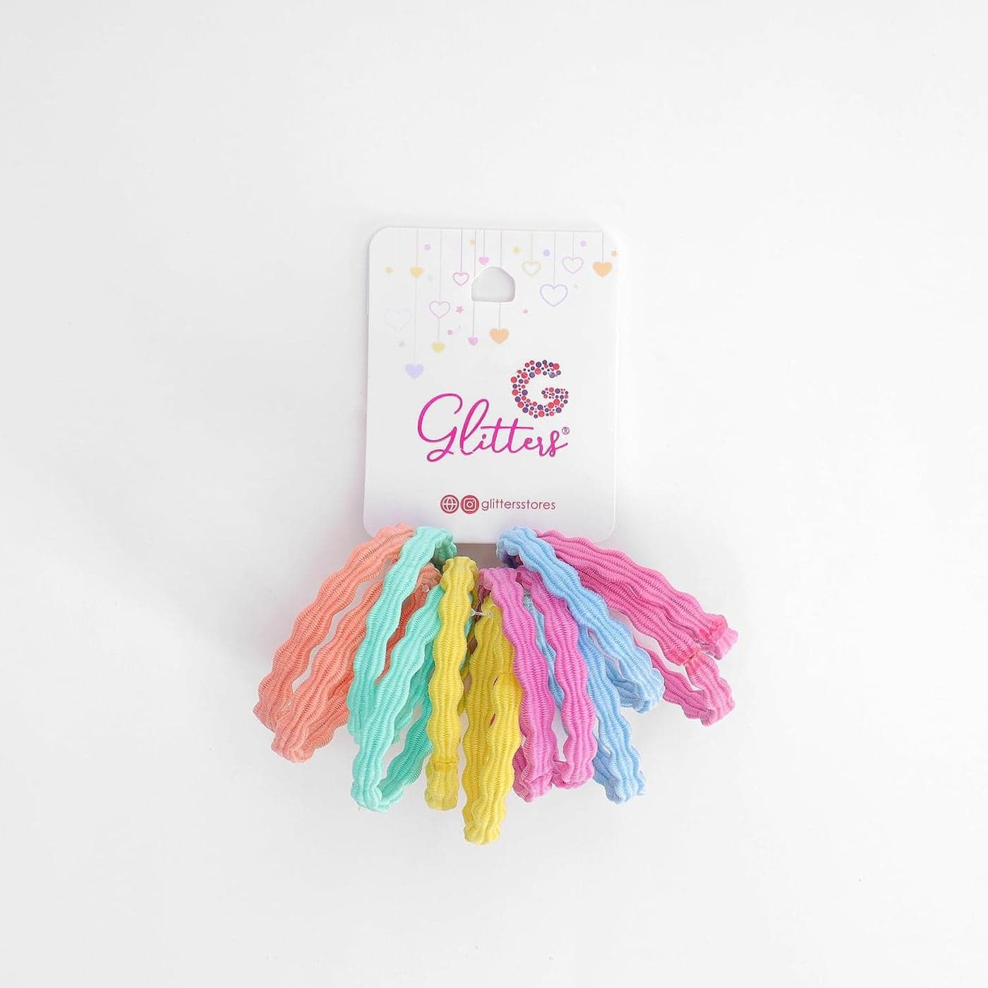 GLITTERS Trendy Stylish Elastics Stretchy Ponytail Holders for Girls & Women (Set of 12)