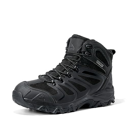 NORTIV 8 Men's Ankle High Waterproof Hiking Boots Outdoor Lightweight Shoes Trekking Trails Armadillo,Size 12,All Black,160448_M