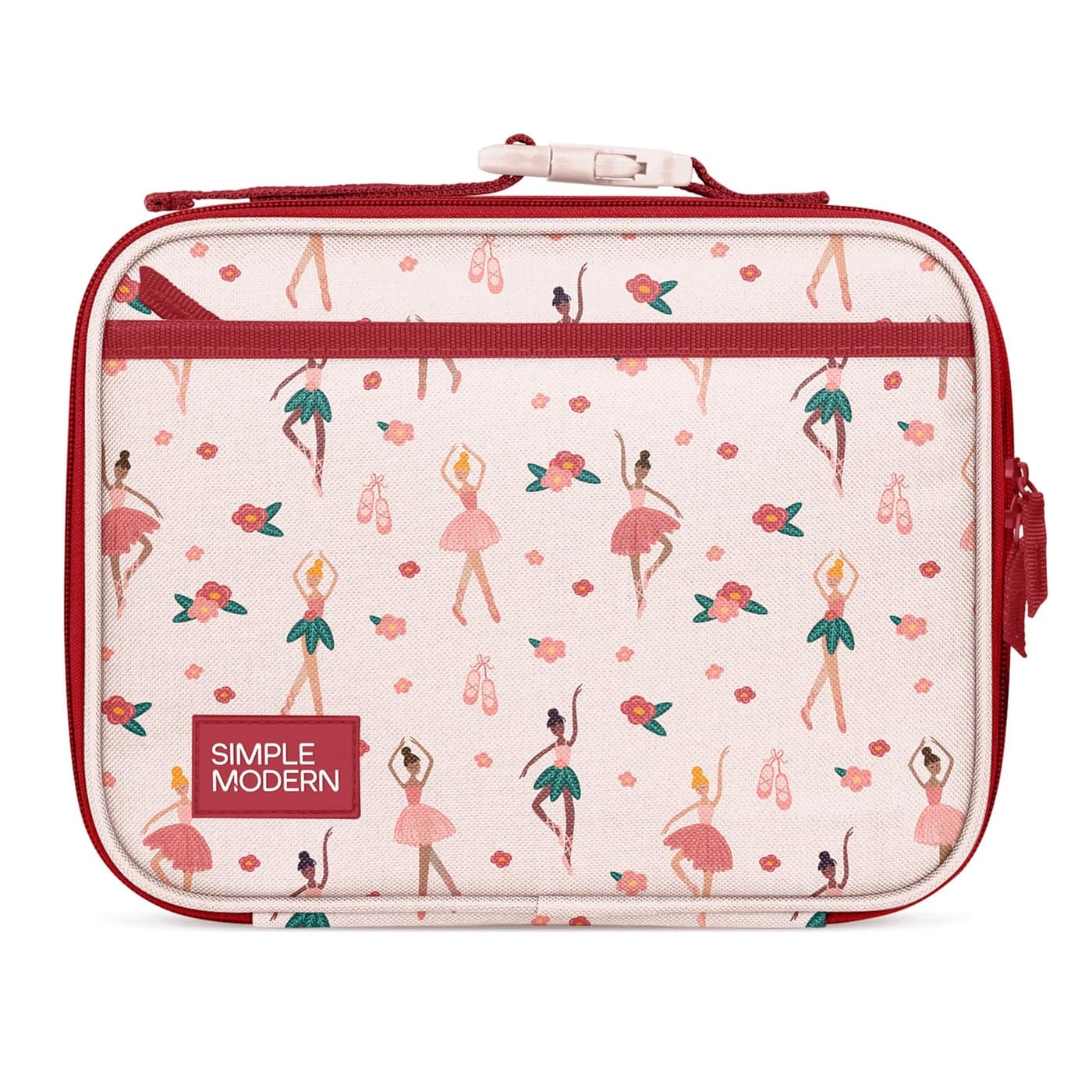 Simple Modern Kids Lunch Box for School Reusable Insulated Lunch Bag for Toddler Girl and Boy Meal Containers with Exterior Interior Pockets Hadley Collection Pink Ballerina