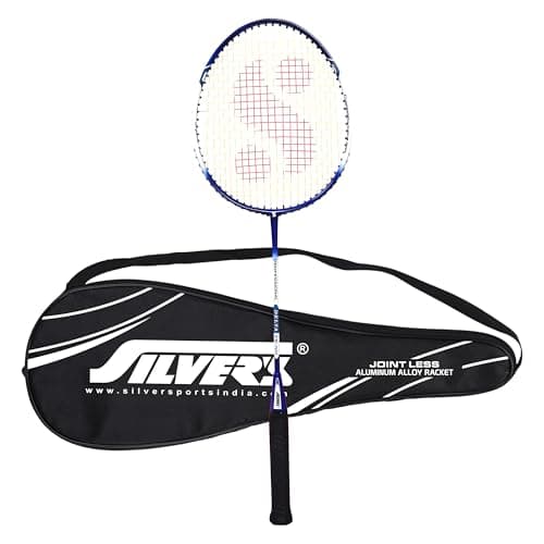 Silver's Jointless Aluminium Alloy Composite Delta Badminton Racket with Full Cover(Blue/White)
