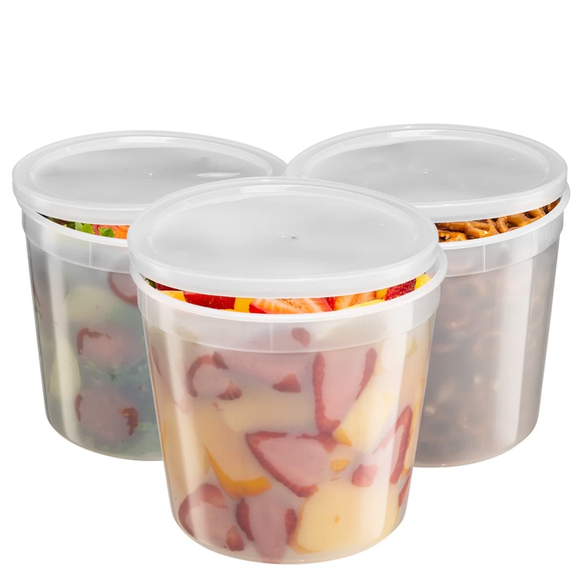 GUSTO 10 Sets 86 oz Disposable Plastic Food Storage Deli Containers With Lids Ice Cream Bucket Soup Pail Formerly Comfy Package