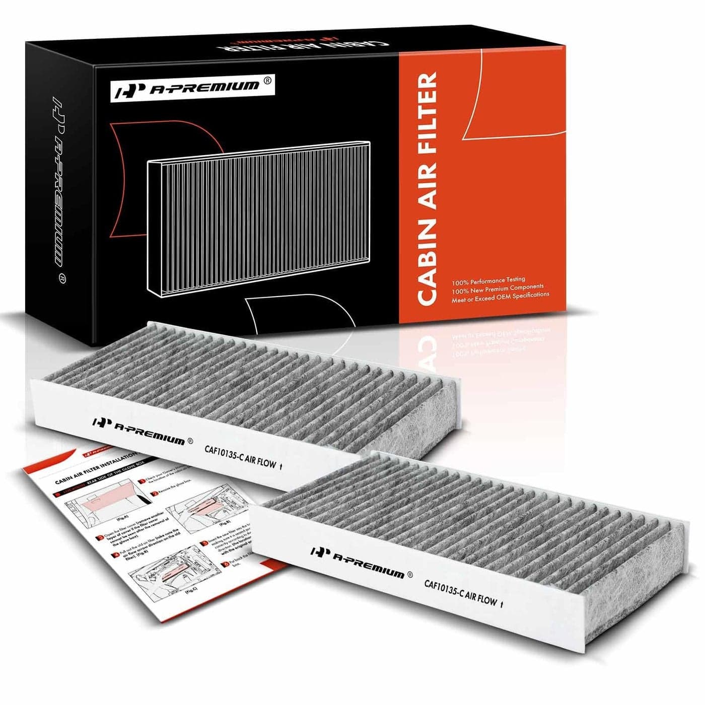 APremium 2PC Cabin Air Filter wActivated Carbon Compatible with Honda Acura Model Civic 0105 CRV 0206 Element 0311 CSX 06 EL 9700 0205 RSX 0206