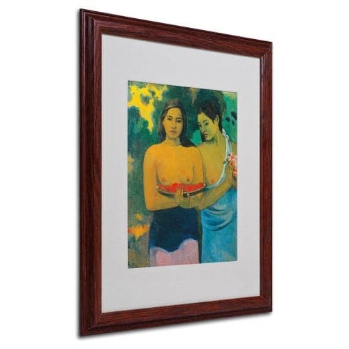 Trademark Fine Art Two Tahitian Women 1899 by Paul Gauguin with Wood Frame Artwork, 16 by 20-Inch