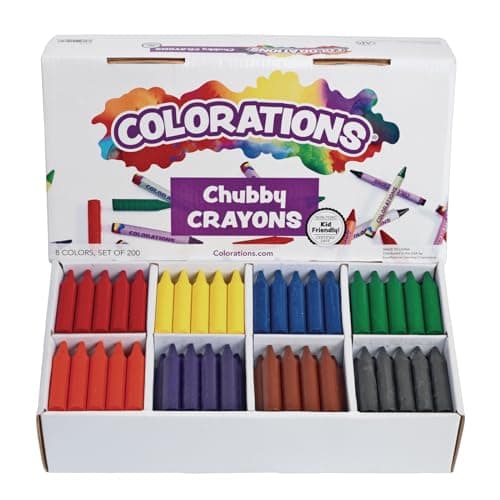 Colorations Chubby Crayons for Kids Set of 200 Rainbow Crayons Classroom Supplies (2-11/16"L x 9/16"Dia), Yellow