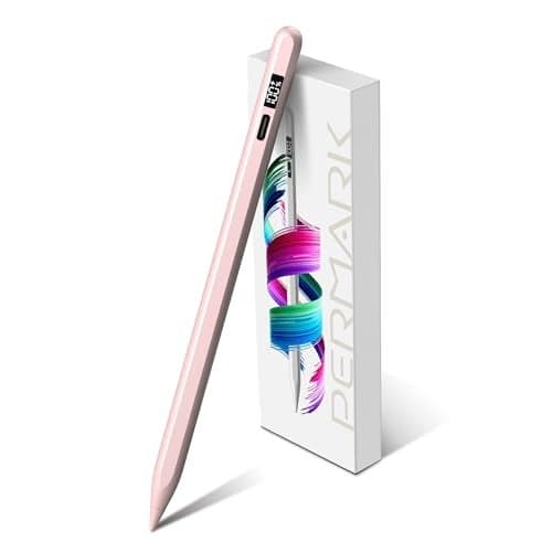 Stylus Pen for iPad 2025-2018 with LED Power Display, 15Mins Fast Charge,Tilt Sensitivity Pencil for iPad 10/9/8/7/6th,11th A16,Air 11/13 M2/M3,Pro 11/13 M4,Pro 12.9",Air 5/4/3,Mini 7/6/5 (Pink)