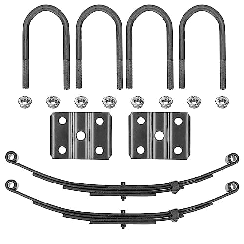 Magorfas Single Trailer Leaf Spring 4 Leaf Double Eye 1750 lbs Cap for 3500 lbs Axle Suspension & U-Bolt kit, 25-1/4" Length fits for SW4B - Set 2