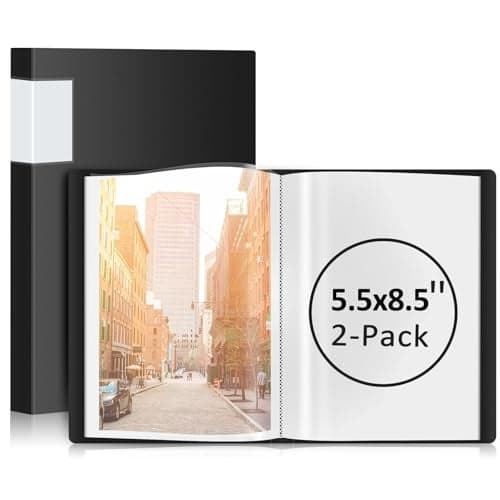 Small Binder with Sleeves, 5.5x8.5 Mini Binder with Sleeves - Presentation Books 5.5x8.5, 40-Pocket Displays 80 Half Size Pages or 5.5 x 8.5 Mini Booklets, Acid-Free Archival Quality - 2 Pack Black