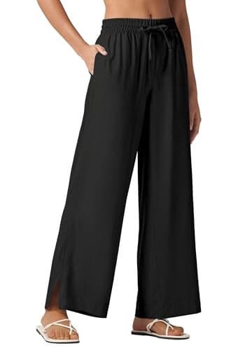 Willit Women's Wide Leg Pants Swim Beach Pants UPF 50+ Lightweight Travel Quick Dry Sun Protective 31" Black M