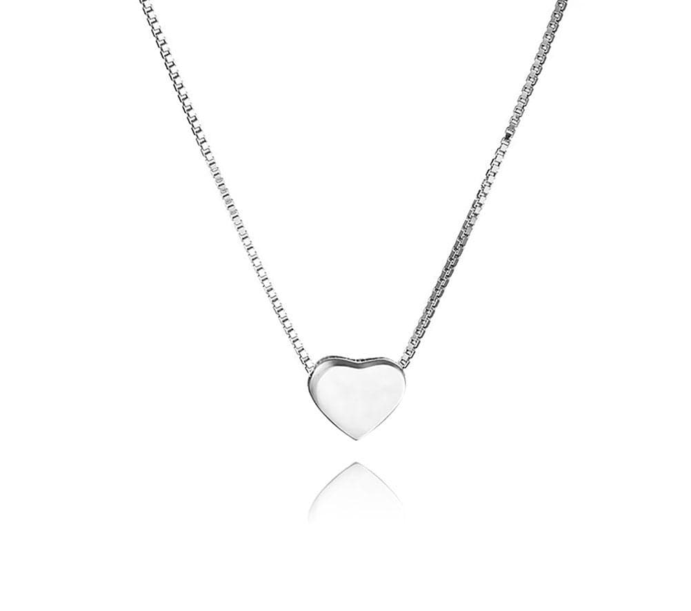 SLUYNZ Genuine 925 Sterling Silver Tiny Love Heart Pendant Necklace for Women Simple Sweet Heart Choker Necklace