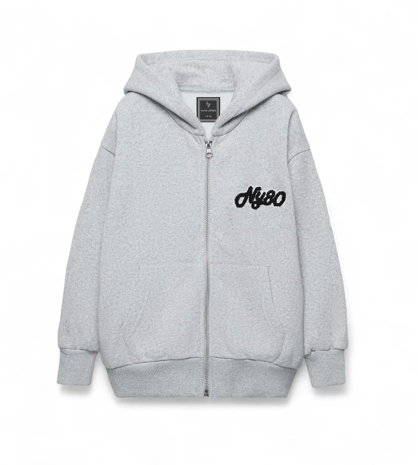 Alan Jones Clothing Boy’s Oversized Hoodie | Stylish Zipper Sweatshirt for Kids | Age 6–16 Years | Soft & Warm Winter Wear (Grey Marl_7-8 Years)