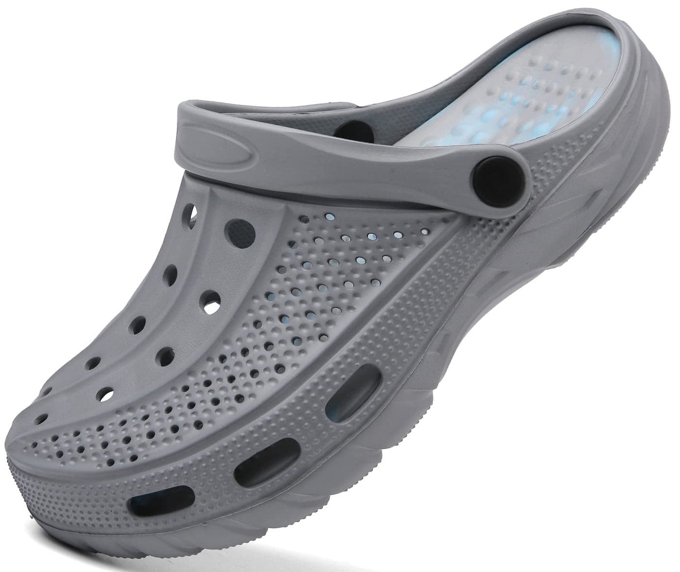 ChayChax Men's and Women's Arch Support Clogs Garden Shoes Slip-on Outdoor Beach Slippers with Removable Cushion Footbed, Grey Camo, 9.5-10.5 Women/8-9 Men