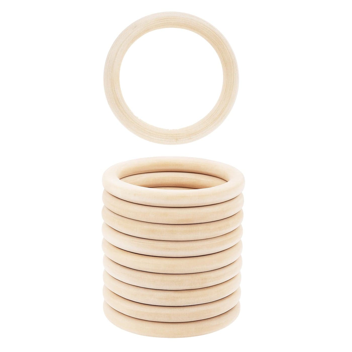 Mandala Crafts 100mm Wooden Rings Macrame Supplies 10 Unfinished DIY Natural Wood Macrame Rings Circles for Crafts and Jewelry Making