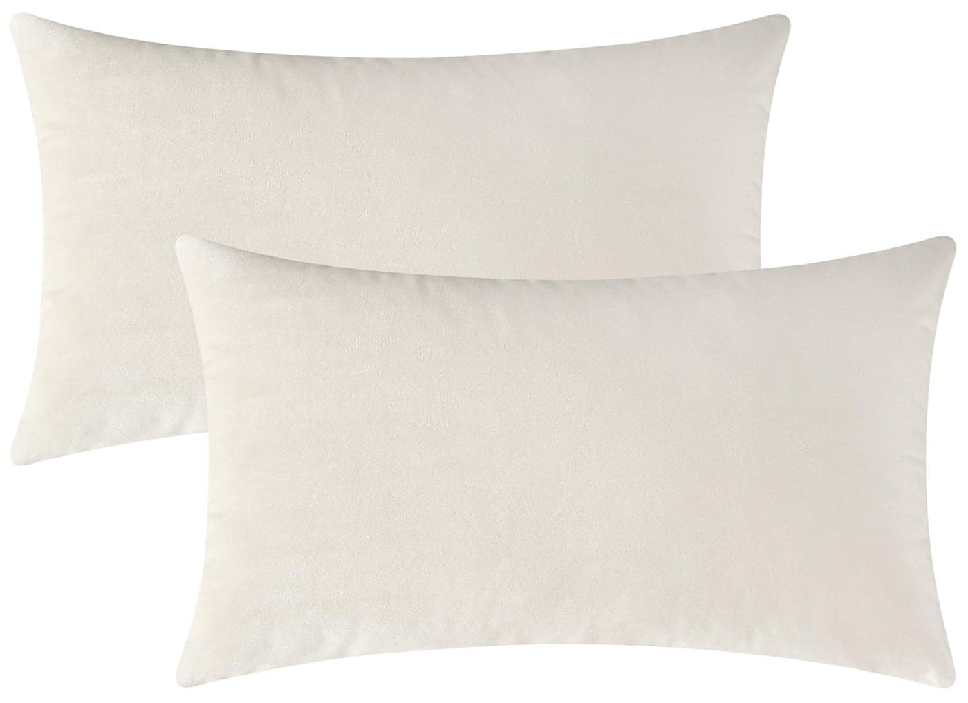 Mixhug Set of 2 Cozy Velvet Rectangle Decorative Throw Pillow Covers for Couch and Bed Cream 12 x 20 Inches