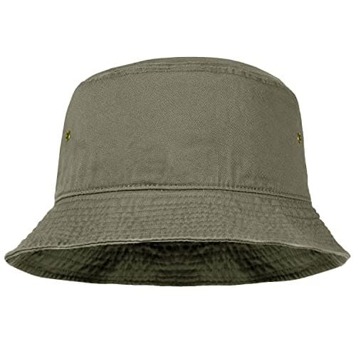 Men Women Unisex Cotton Bucket Hat 100% Cotton Packable for Travel Fishing Hunting Summer Camp (L/XL, Olive)