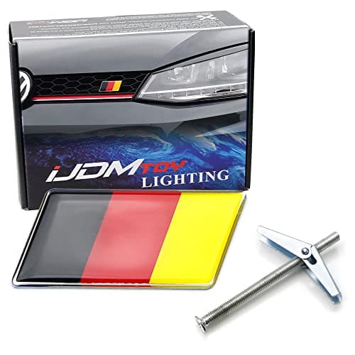 iJDMTOY Germany Flag Emblem Badge w/Grille/Mesh Mount Toggle Bolt Anchor Compatible with European Cars