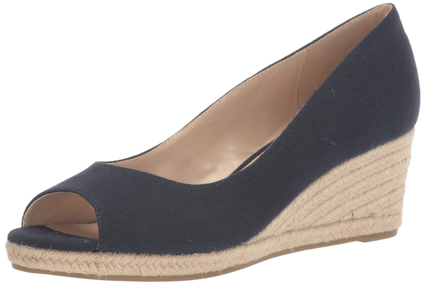 Bandolino Women's NURI Wedge Sandal, Navy, 7