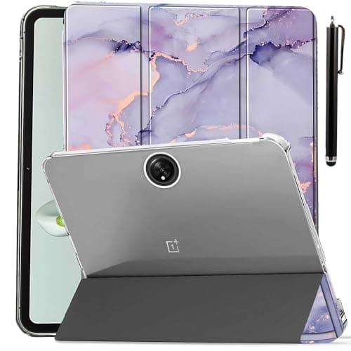 ProElite Cover for OnePlus Pad Go 11.35 inch Case Cover, Transparent Flip Case Cover for OnePlus Pad Go 11.35 inch 2023 with Stylus, Support Auto Sleep Wake, Marble Purple