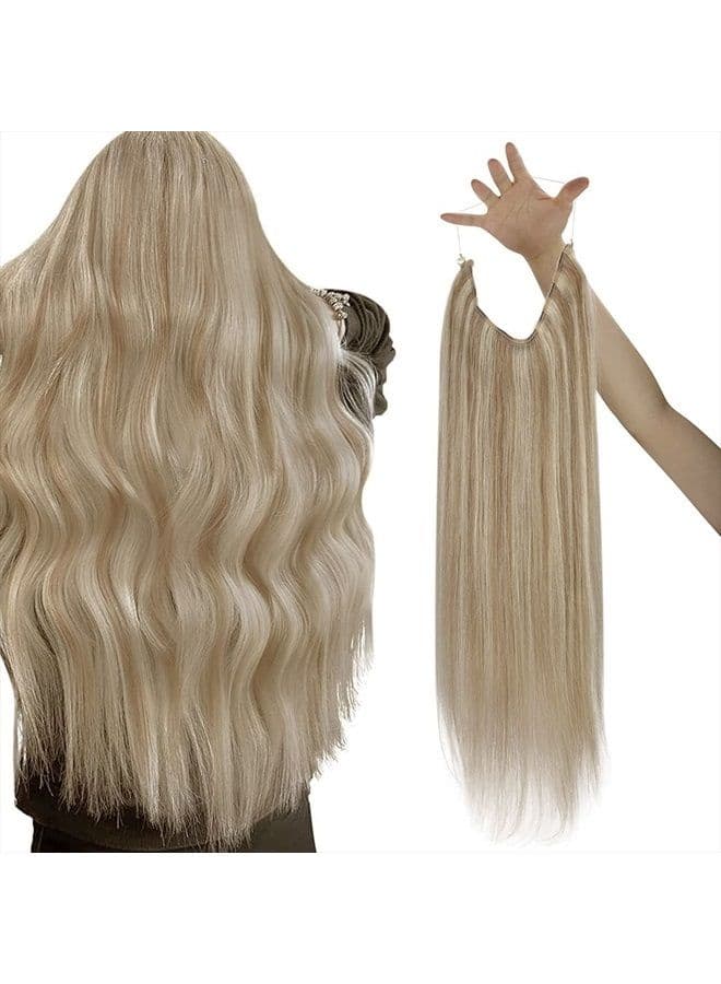 Enhance Your Hairstyle with Sunny Wire Real Human Hair Blonde #16/22 Fish Line Remy Hair Extensions Dark Ash Blonde Highlights Golden Blonde Invisible Wire 80g 16inch