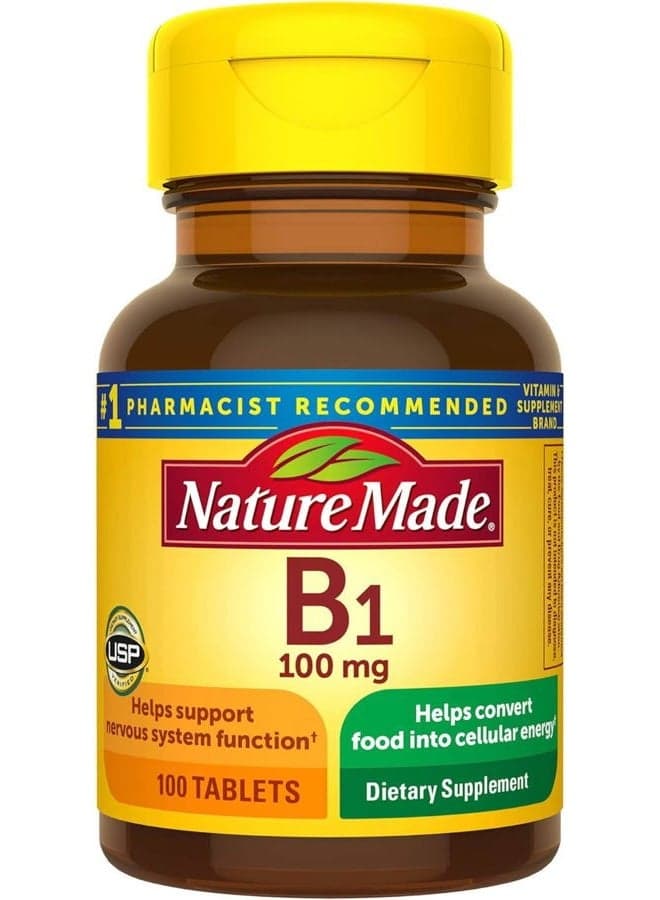 Vitamin B1 100 mg Tablets, 100 Count for Metabolic Health