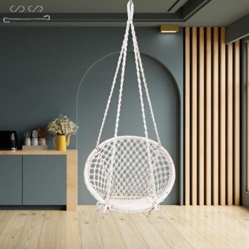 Patiofy Swing for Balcony/Jhula for Adults for Home/Swing Chair for Adults for Home/Hanging Swing Chair for Indoor and Outdoor with Hanging Kit (White)
