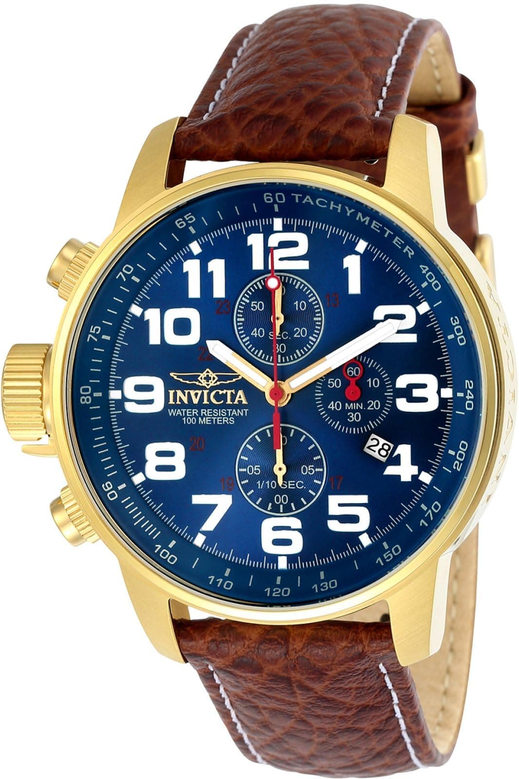 Invicta Men's I-Force Left Handed Quartz Watch with Leather Strap, Brown (Model: 3329)