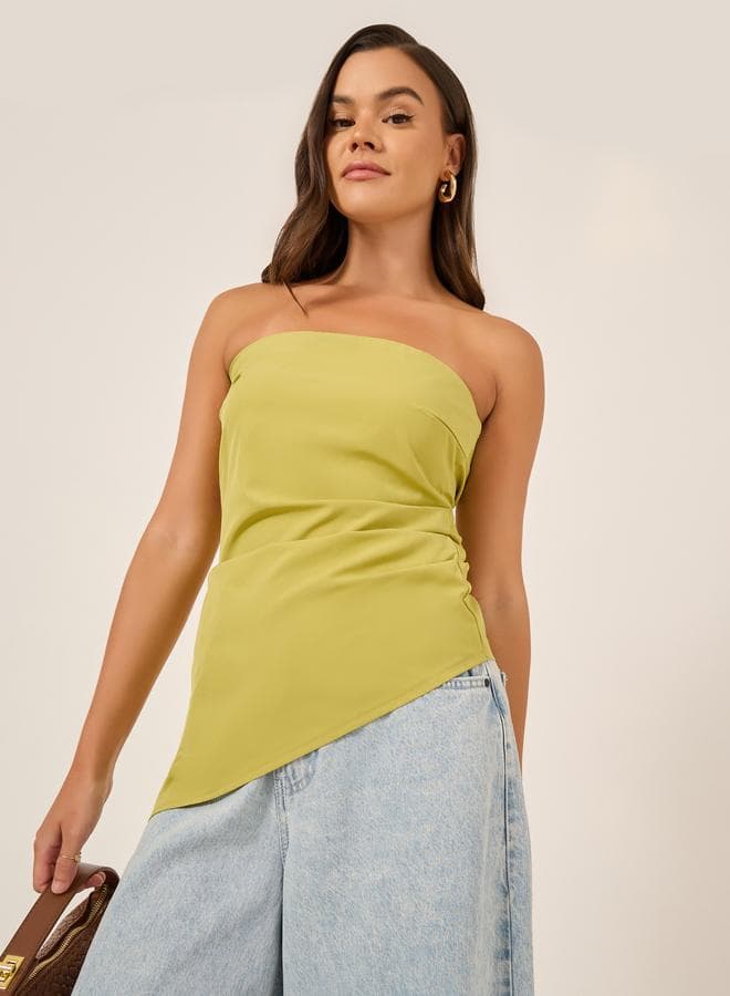 Bandeau Neck Asymmetric Hem Top