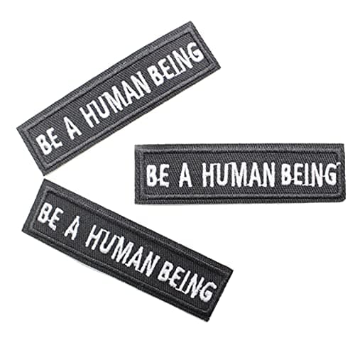 USky Sew or Iron on Embroidered Patches BE A Human Being Inspirational Text Design Motivational Statement Style Clothing DIY Enthusiasts Jackets Bags Denim Jeans 32x08 3PCs Pack