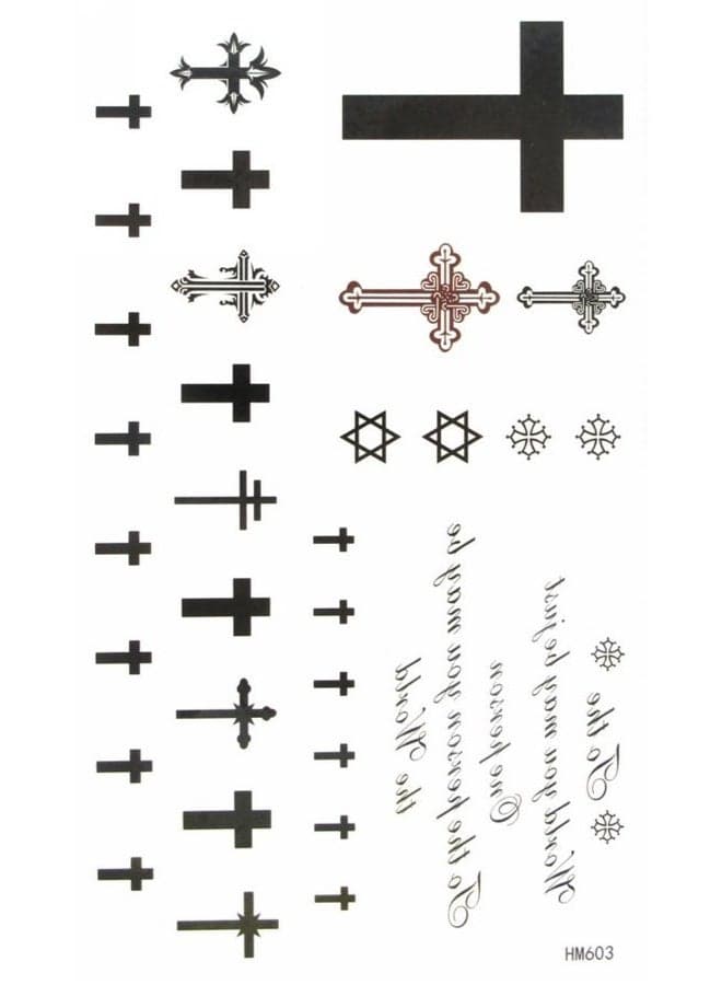 Cross Temporary Tattoo Waterproof Body Tattoo Sticker (2 pcs/lot)