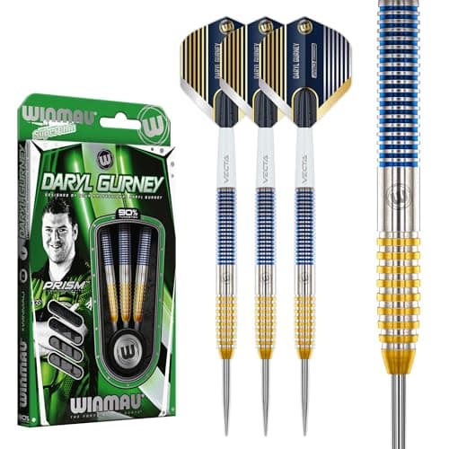Winmau Darts Professional Player Daryl Gurney SC 10 Series 23g 90 Tungsten Steel Tip Darts Set with Dart Flights and Dart Shafts Stems