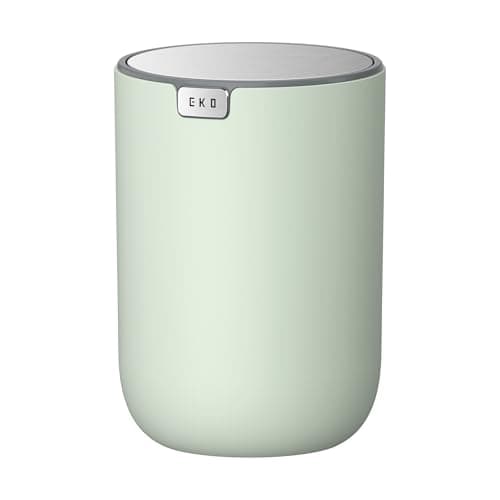 EKO Fandy 0.4 Gal/1.5L Mini Tabletop Trash Bin with Swing-Lid, Desktop Trash Can for Bathroom Countertop, Vanity, Coffee or Office, Small Garbage Bin (Sage)