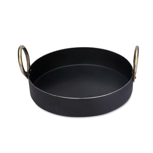 RBY 11 Inch Iron Flat Base Fry Pan Lohe Ki Tai Kadai for Jalebi Malpua Multipurpose Food Grade Iron Gas and Induction Friendly
