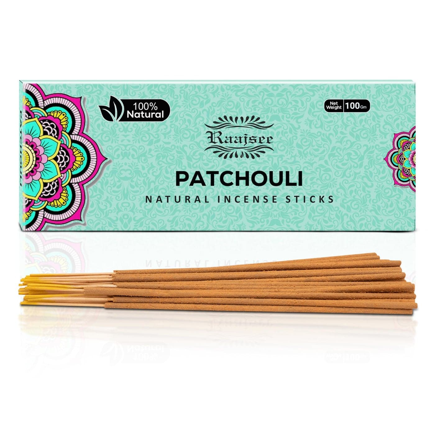 Raajsee Patchouli Incense Sticks 100 gm Pack100 Pure Organic Natural Hand Rolled Free from ChemicalsPerfect for ChurchAromatherapyRelaxationMeditationPositivity Sensual Therapy