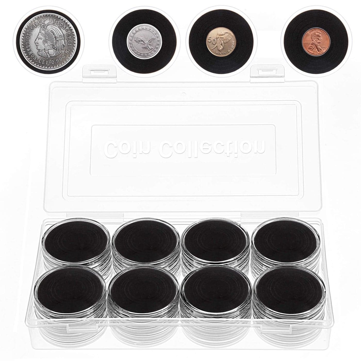 FRIMOONY 46mm Coin Capsules, with Foam Gasket and Plastic Storage Box, for Coin Collection, 2 Packs