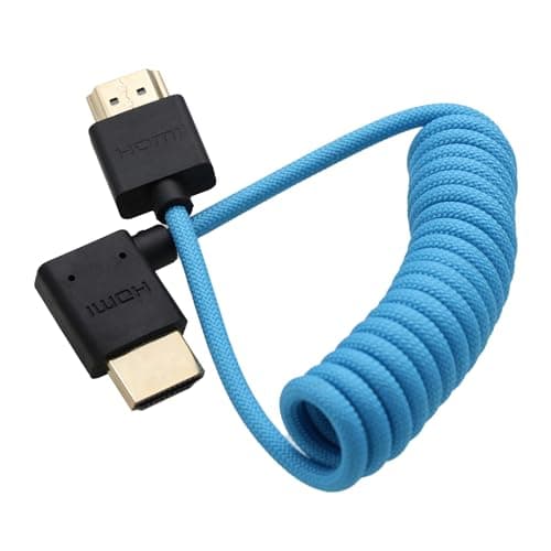 HangTon HDMI 8K 4K ProRes Raw Video Cable for ATOMOS Ninja V Shinobi Sony A7RV A7IV FX3 FX30 Canon C80 C70 R1 R5 Mark II Fujifilm Fuji GFX100 II XH2 Blue Braided Coiled